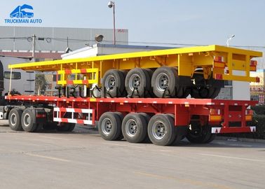 Mn Steel Flatbed Container Trailer ,  Semi Storage Containers In 60 Tons Loading Capacity