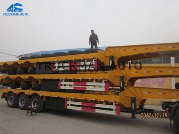 3-6 Axles Low Bed Truck Trailer , Low Bed Container Semi Trailer 60t