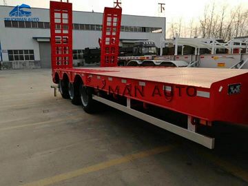 Flexible Lowbed Trailer Truck , 3 Axle Low Bed Trailer 70 Tons Loading