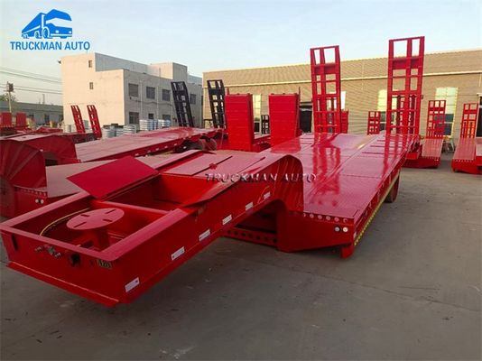2 Axle 30000kg Lowboy Equipment Trailer With 28 Tons Support Leg