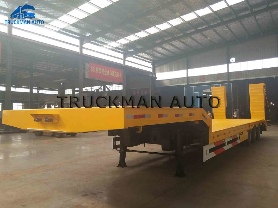 Durable Heavy Duty Low Bed Semi Trailer Different Loading Capacity  3 Axles 60 Tons