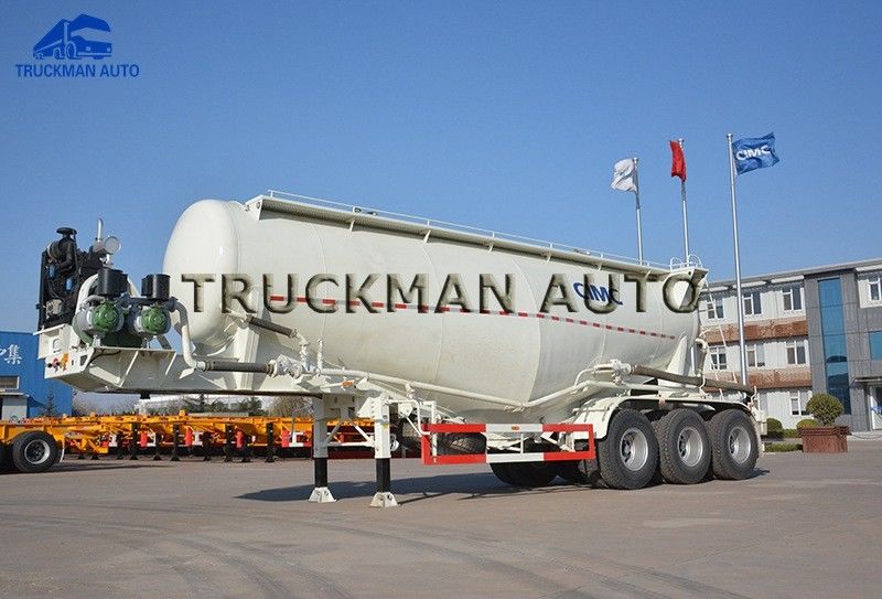 35 Cbm Cement Tanker Trailer 3 Axles Tank Body Thickness 3mm With Wechai Motor