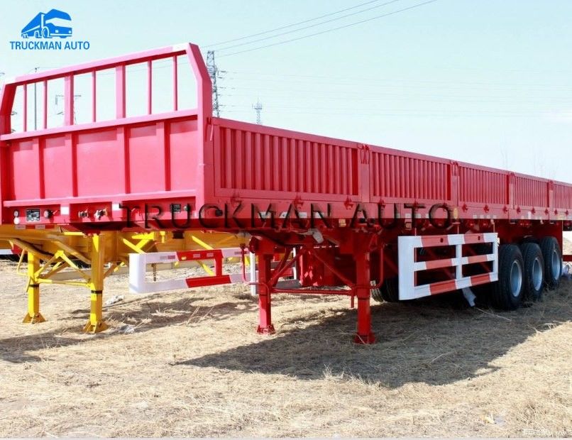 60-80 Tons Side Wall Semi Tractor Trailer  3 Fuwa Axles For Container And Bulk Cargo