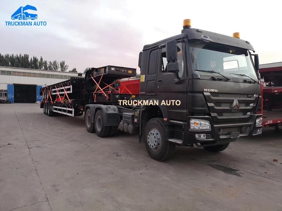 12Pcs Tire 60 Ton Q345 Low Flatbed Trailer With ABS Brake