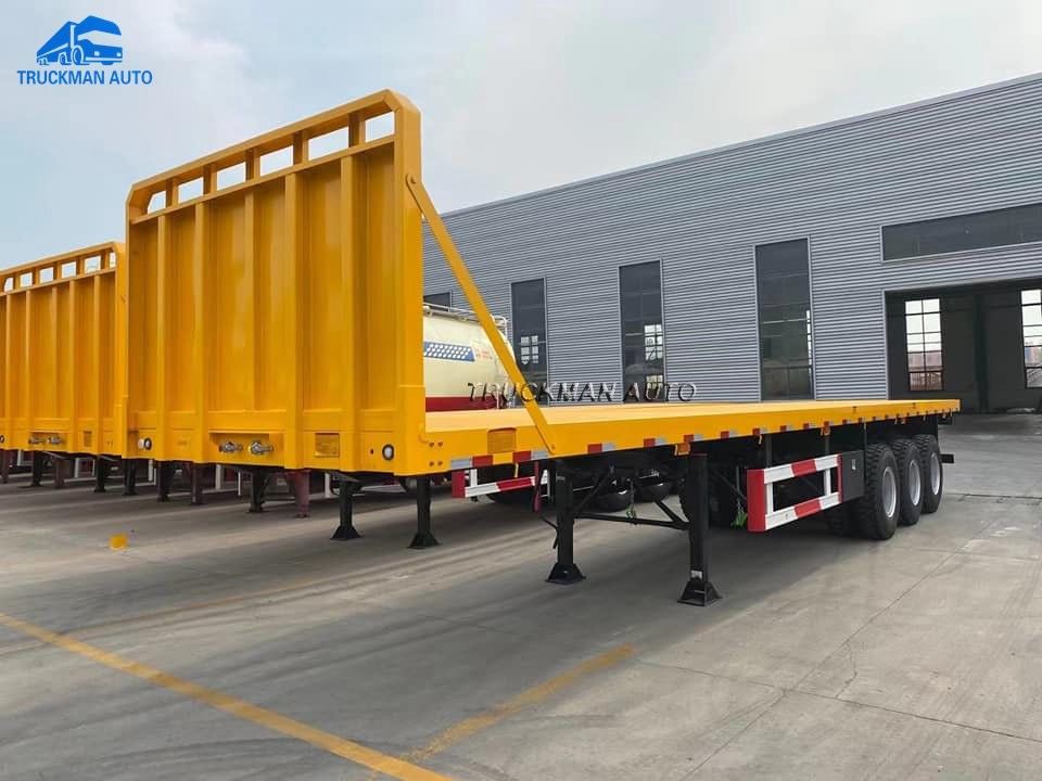 3 Axle Container Flatbed Semi Trailer For Container &amp; Bulk Cargo Transport