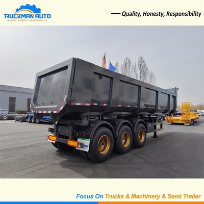 70 Tons 3 Axle Semi Trailer , Tractor Trailer Dump Trailer Hyva Lifting
