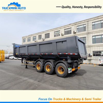 70 Tons 3 Axle Semi Trailer , Tractor Trailer Dump Trailer Hyva Lifting