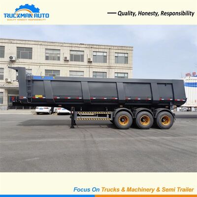 70 Tons 3 Axle Semi Trailer , Tractor Trailer Dump Trailer Hyva Lifting