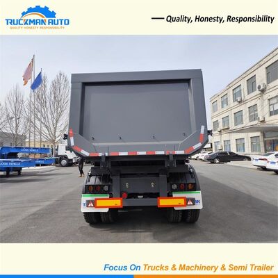 70 Tons 3 Axle Semi Trailer , Tractor Trailer Dump Trailer Hyva Lifting