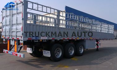 Side Wall Fence Semi Trailer 70 Tons Loading  3mm Diamond Checked Flatbed Thicnkess