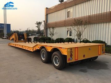 2 Axles Low Bed Semi Trailer 20-40 Tons Machine Loading Spring Steel Suspension