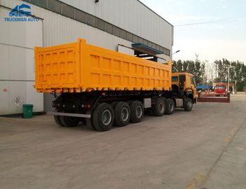 Heavy Duty Semi Trailer Bottom Dump Truck 50 Tons With Hydraulic Lifting