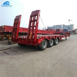 Flexible Lowbed Trailer Truck , 3 Axle Low Bed Trailer 70 Tons Loading