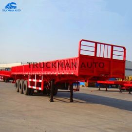 3 Axles Flatbed Cargo  Side Wall Semi Trailer With 50-70 Loading Capacity