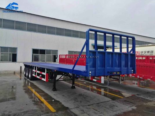 Bottom 3mm 40 Tons 4 Axles Flatbed Fence Semi Trailer