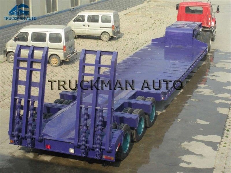 3 Line 6 Axles Truck Trailer Low Bed , Low Bed Lorry  Loading 100 Tons