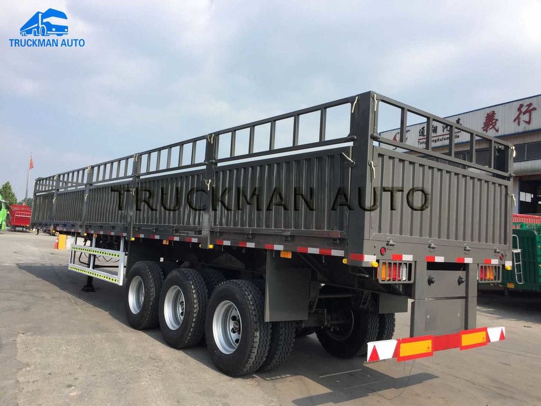 Grey / Red Side Wall Semi Trailer 50 Tons Loading  For 40&quot; Container Bulk Goods