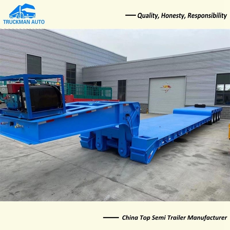 Three Axle 80 Tons Removable Gooseneck Low Bed Trailer For Excavator Transport
